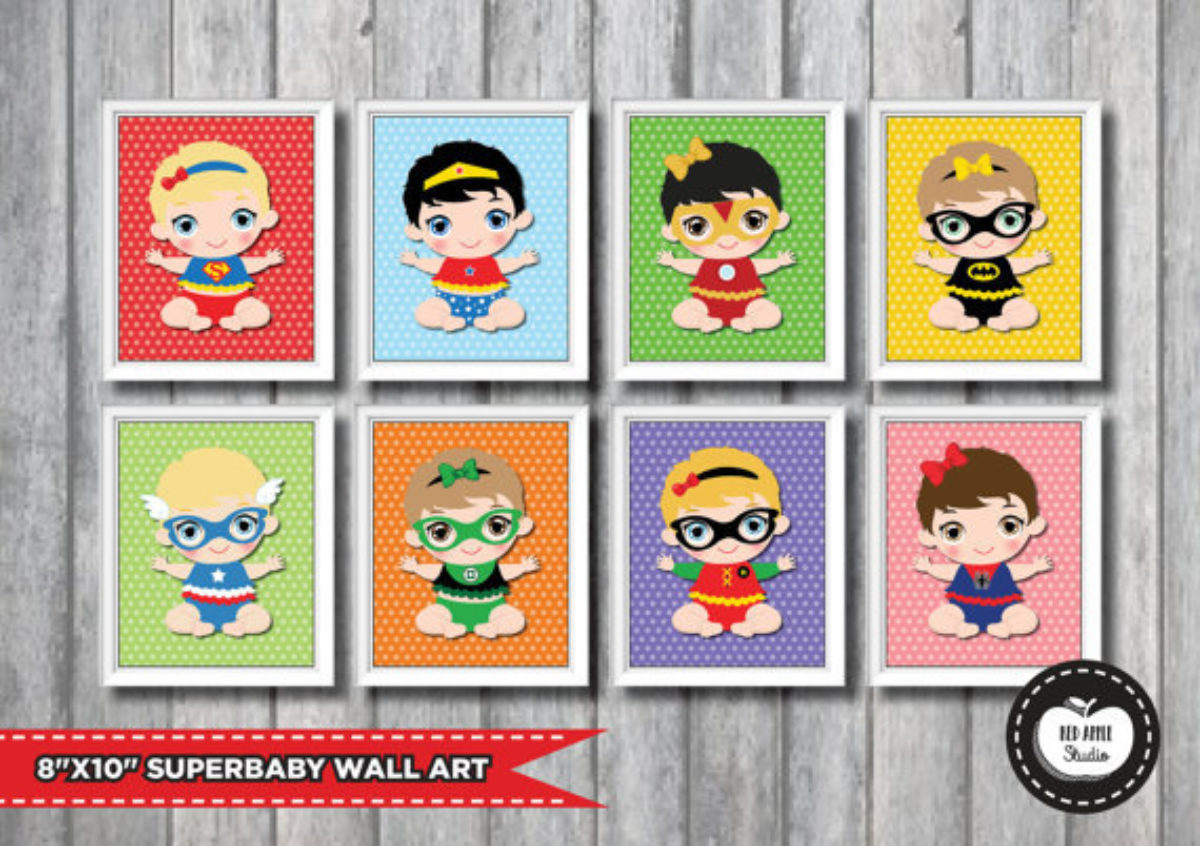 DC Superhero Girls Christian Nursery Decor Art Set of 6 Prints